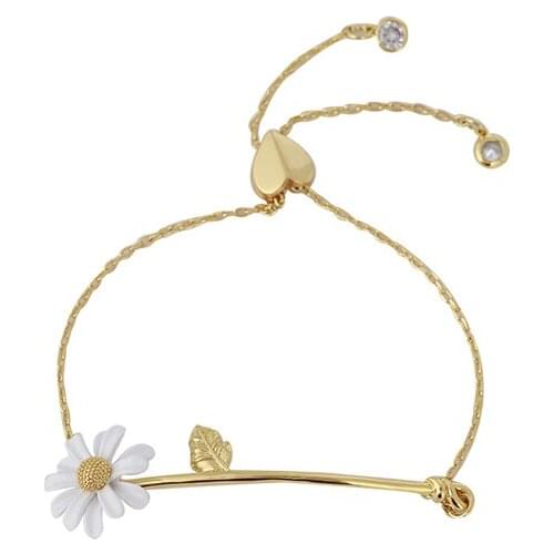 European and American small fresh enamel daisy flower arc simple gentle labou Adjustable Bracelet