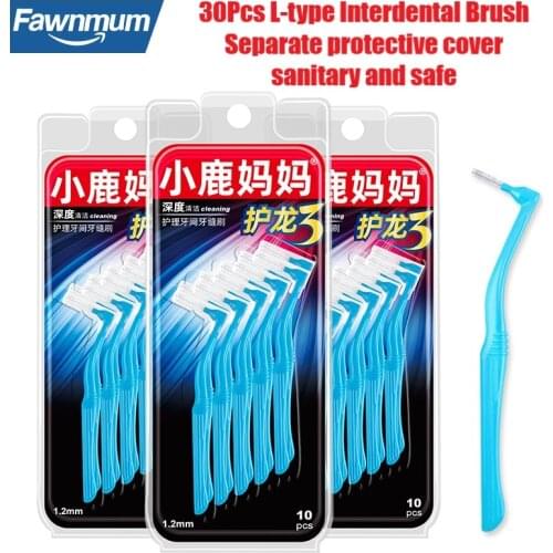 Fawnmum 2x10Pcs L-Shaped Interdental Brush Denta Floss Orthodontic Dental Teeth Brush Interdental Cleaners Toothpick Oral Care