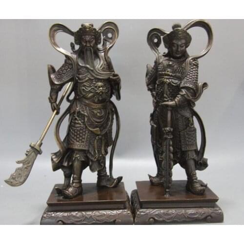 China Copper Dragon Warrior Guan Gong Buddha Statue creative decorations