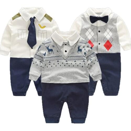 100% Cotton Baby Rompers Gentleman Baby Boy Clothes Roupas Bebe Infant Baby Jumpsuits Spring Newborn Clothes Baby Boy Set