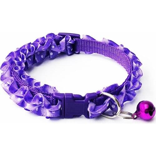 12 Colors Lovely Cat Dog Lace Collar With Bell Adjustable Buckle Collar Fashion Polka Dot Printed Cat Pet Supplies Accessories