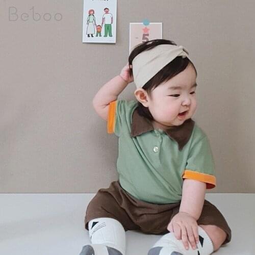 Summer Babies Clothes Infants Girls Tops Ins Korean Style Short Sleeve Unisex Pure Cotton Thin T-shirts Shorts For 0-24m Boys