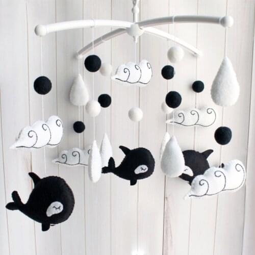 Baby Mobile on The Bed Hanging Toys Pink Bird Cloud Pendant Mobile Crib Music Box Bed Bell Toddler Rattles Toys 0 12 Months