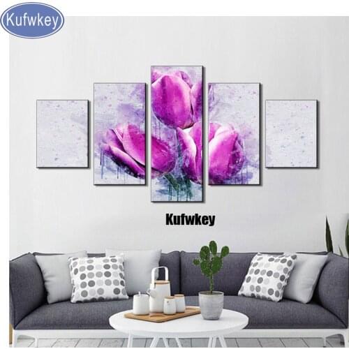 Multi-pictures Modern decor 5D Diamond Painting Cross Stitch Diamond Embroidery tulip Rhinestone Mosaic Home Decoration