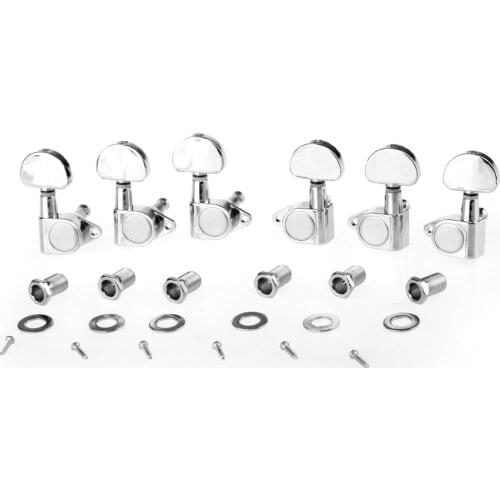 Musiclily 3x3 Epi Style Sealed Guitar Tuners Tuning Pegs Keys Machine Heads, Half Moon Button Chrome