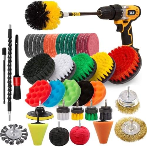 9/Drill Brush Attachment Set Power Scrubber Brush Car Polisher Bathroom Cleaning Kit with Extender Kitchen Cleaning Tools