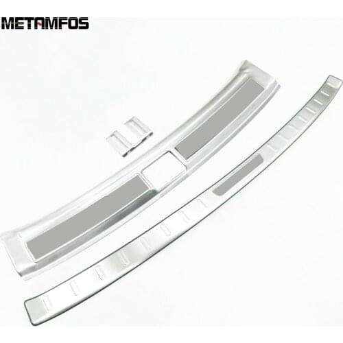 For MG Zs SUV 2017 2018 Stainless Steel Inner Exterior Rear Bumper Foot Plate Tail Door Sill Scuff Guard Sticker Car Accessories