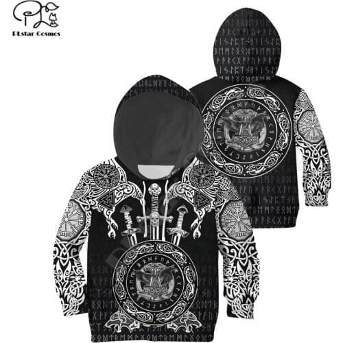 PLstar Cosmos 3d Print Newest Viking Pirate Hoodie Kids Boys Sweatshirt Zipper Hooded Tattoo Casual Children Wear Style-2