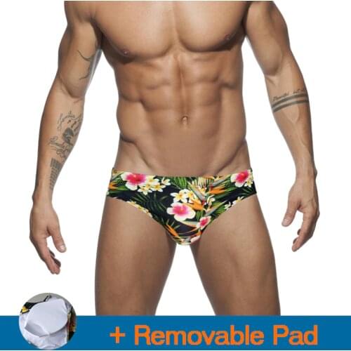 New Low Waist Sexy Swimwear Men Push Pad Swim Briefs Surf Gay Bikini Men Swimsuit Bathing Suit Quick Dry Men Sport Beachwear