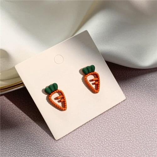 Cute Funny Green Leaf Hollow Carrot Drop Earrings Carota Vegetable Fruit Pendent Earrings for Women Girls Kids Ear Jewelry Gift