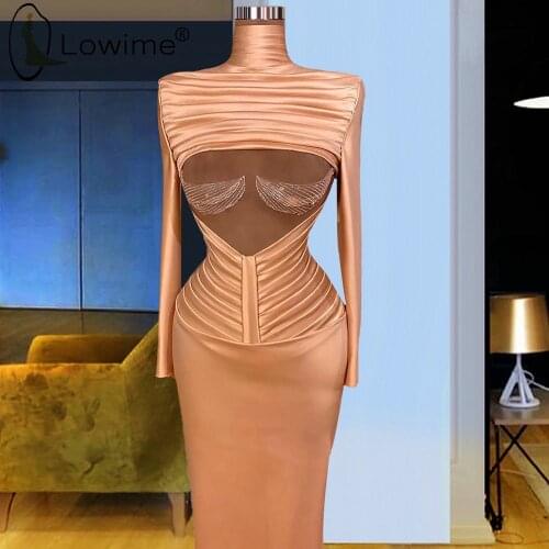 Arabic Style Muslim High Neck Straight Evening Dresses 2021 Middle East Long Sleeves Sexy Satin Prom Party Pageant Gowns Robes