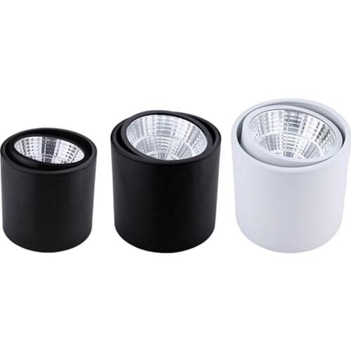 Surface mounted dimmable white/black led COB downlight 5W/7W/10W/15W/20W led lamp ceiling AC85-265V spot light with led driver