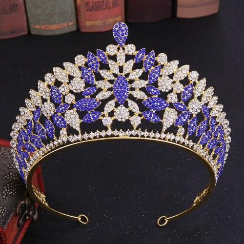 Luxury Full Rhinestone Crowns Crystal Wedding Hair Accessories Colorful Crystal Queen Princess Women Headpiece Hair Jewelry Gift