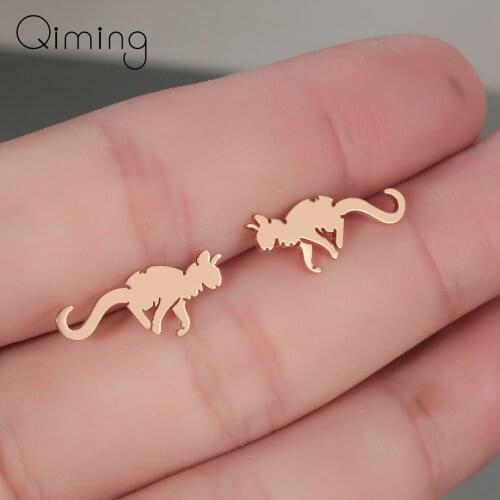Cute Animal Long Tail Cat Stud Earrings For Women Ladies Lovely Kitty Simple Jewelry Accessories Fashion Earrings