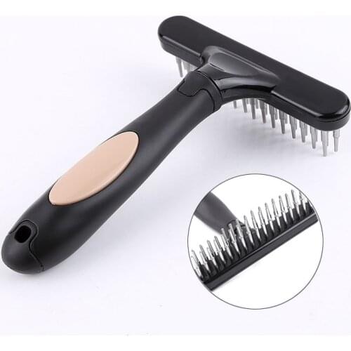 Pet Slicker Brush Cat Dog Grooming Undercoat Comb Grooming Raker for Short or Long Hair with Double Row of Stainless Steel Pins