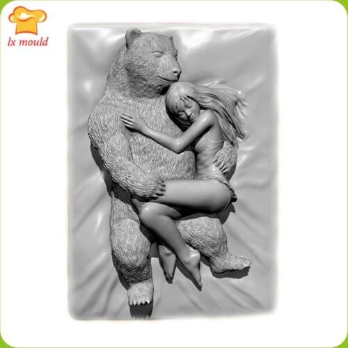 New Beauty And Beast Silicone Mold Handmade Bear Baby Soap Chocolate Fondant Silicone Tools Pendant Mould