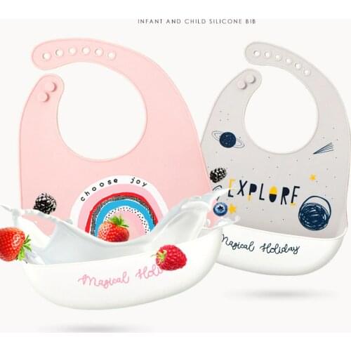 Cartoon Silicone Baby Bibs Waterproof Toddler Kids Adjustable Food Bib Baby Feeding Stuff Burp Cloth Boy Girl Bibs Apron Baberos