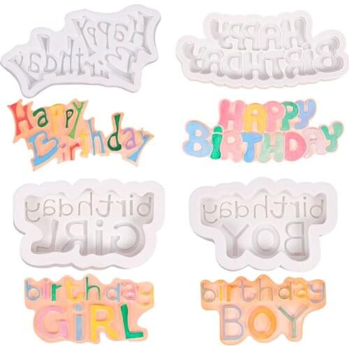1 Pcs Happy Birthday Cake Mold Silicone Letter Mold Baking Tool for DIY Chocolate Candies Biscuits Puddings Tool