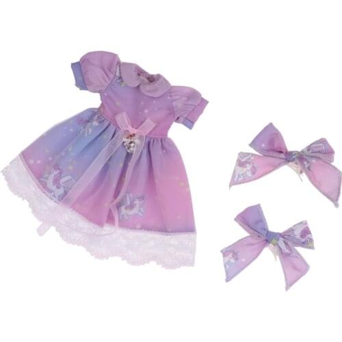 Lovely Doll Cartoon Princess Dress And Hairpin for 1/6 BJD Blythe Dolls