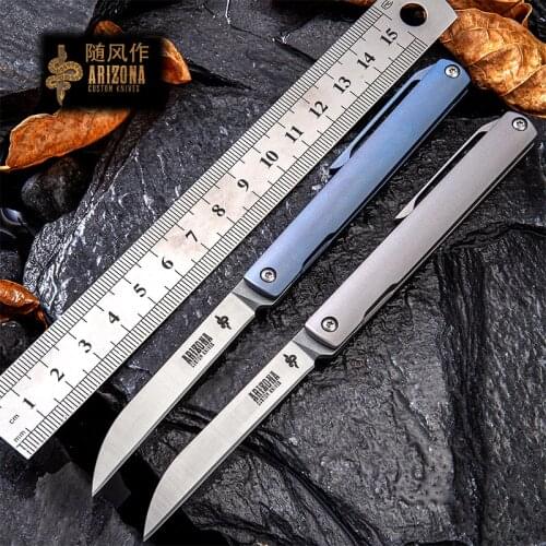 WIND Fine titanium folding knife, outdoor sharp portable mini pocket knife, self-defense military knife, titanium alloy handle