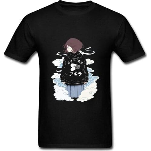 Tokyo Girl Print T-shirt For Man Adult T Shirt Black Tshirt Oversized Japan Anime Tops Cotton Tees Casual Summer Clothes BF Gift