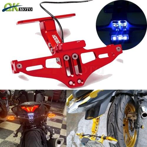 Universal CNC Motorcycle Adjustable Angle Aluminum License Plate Frame Bracket LED Light For Honda cb650R CB 650 R CB650R CB650r