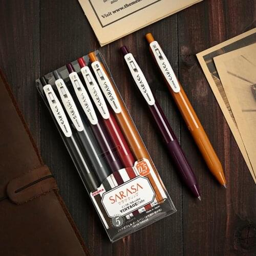 Japan Stationery Zebra JJ15 Vintage Color Gel Ink Pen SARASA CLIP 0.5mm New Retro Colors Speed Dry Anti-fatigue Signature Pen