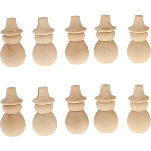 Funny Plain Blank DIY Wooden Snowman Peg Dolls Wedding Cake Toppers Supply