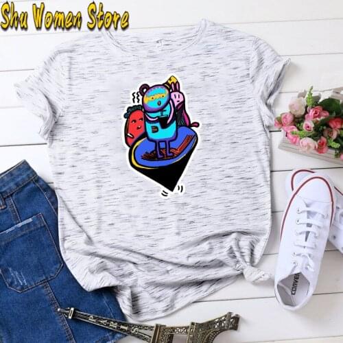 Women Cartoon Ice Cream New Trend Beach Short Sleeve Summer Sexy Tshirts Fashion Clothes Stylish T Top Lady Print Tee T-Shirt
