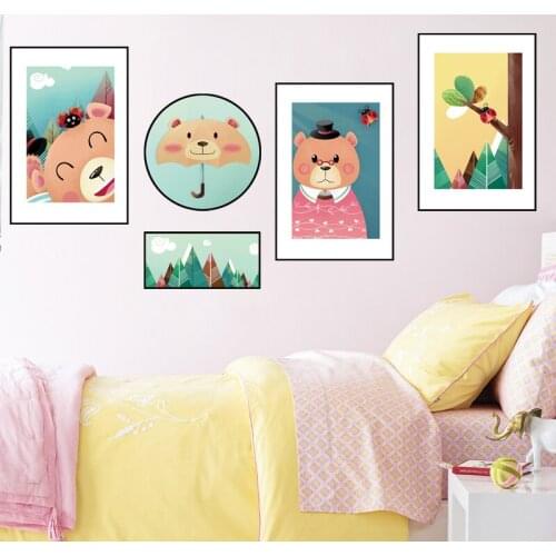 Animal Bear Wall Stickers Printed Painting Poster Picture Home Decals Kids Room Nursery Art Decoration Aesthetic