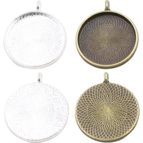 ZHUBI 5pc/lot Necklaces Making Findings Spacers Pendant Base Fit 18mm Round Glass Cameo Cabochon Diy Necklaces Accessories
