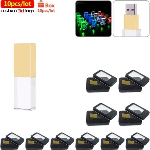 10pcs/lot pen drive 128G Crystal usb2.0 memory stick 4G pendrive 32G usb flash pen 16G cle usb flash drive 8GB Customize 3d logo