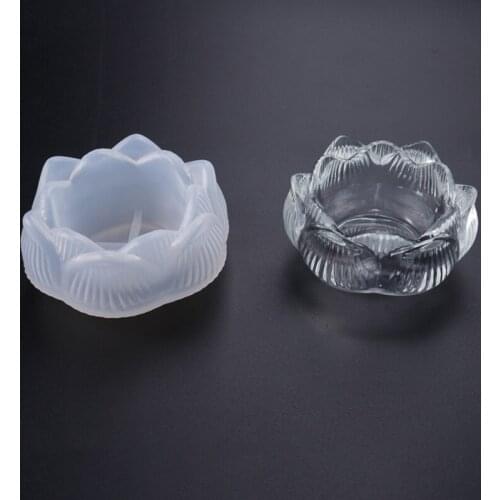 3D Lotus Candle Holder Ashtray Silicone Mold Epoxy Resin Storage Box DIY Crafts Ornament Mould Household