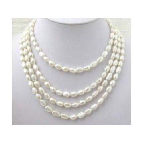 4 Rows Genuine White Freshwater Pearl Necklace pendant