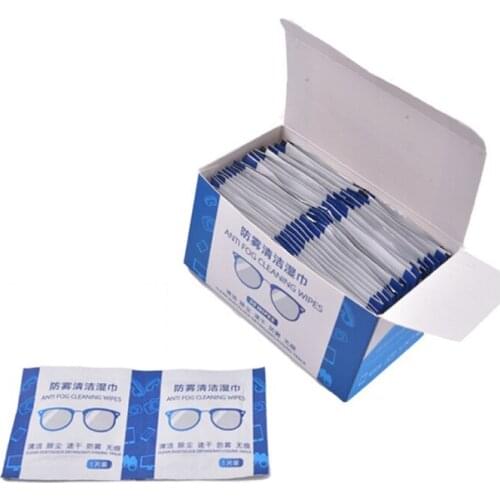 50Pcs Anti-Fog Wipes Glasses Pre-moistened Antifog Len Defogger Eyeglasses Wipes