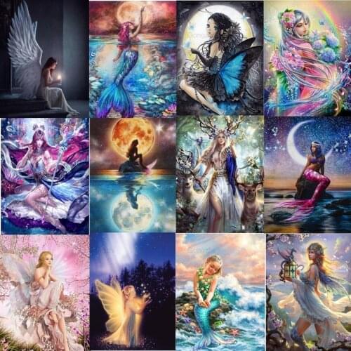 5D Diy Diamond Painting Fantasy Fairy Mermaid Princess Full Drill Cross Stitch Kits Embroidery Needlework Mosaic Home Decoration