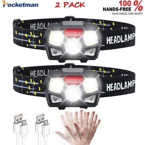 60000Lumens Ultra Bright LED Headlamp Motion Sensor Hard Hat Head Lamp Powerful Headlight USB Rechargeable Waterproof Flashlight