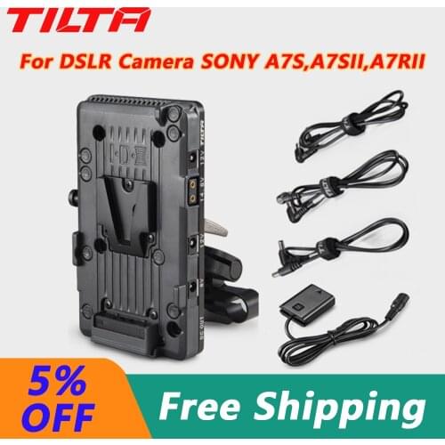 TILTA V mount Battery Plate Power Supply System with 15mm Rod Adapter for DSLR Camera SONY A7S,A7SII,A7RII