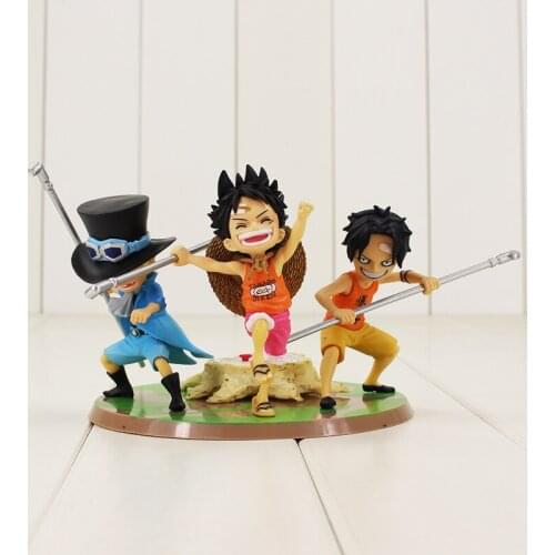 Anime Monkey D Luffy Portgas D Ace Sabo Figure Toy Childhood Brother Collectible Model Toy