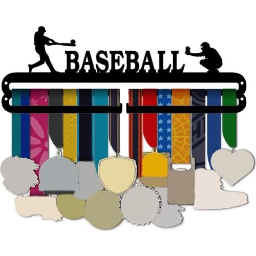 Baseball Race Medal Rack Iron Rugged Medal Holder Home Wall Hanging Decoration Black