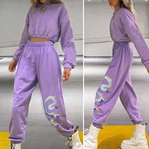 Dragon Print Women Pants Streetwear Harem Pants Casual Womens Slim Buttoms Gothic Streetwear Female Joggers