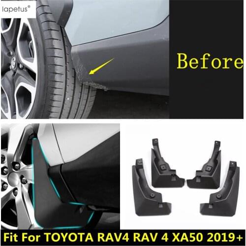 Lapetus Accessories For TOYOTA RAV4 RAV 4 XA50 2019 - 2021 Front / Rear Mud Guard Mudguards Splash Flaps Molding Cover Kit Trim
