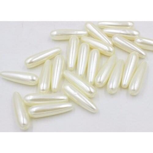 New Size 8*15mm/8*30mm Ivory Color ABS Double Hole Tear Drop Beads Imitation Pearls Beads For Jewelry Making Indian Beads