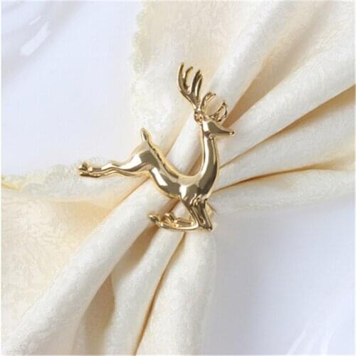 2 Colors Creative Christmas Deer Shape Napkin Alloy Napkin Buckle Wedding Party Napkin Ring Napkin Holder Desktop Decoration