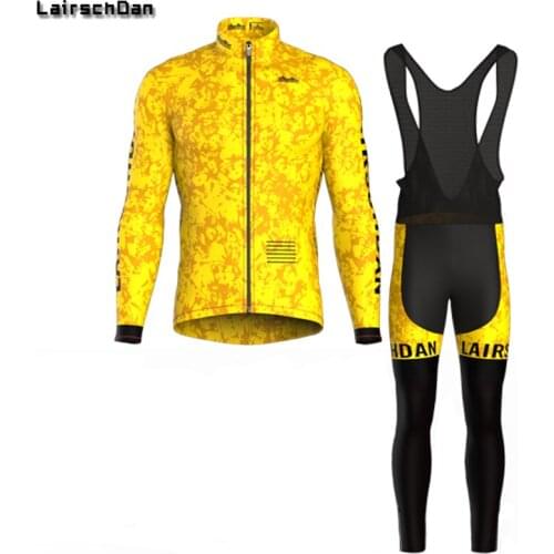 LairschDan 2021 Yellow Cycling Set Men Racing Mountain Bike Clothing Ropa MTB Short Outfit Cycling Jersey Bike Wear Long Sleeve