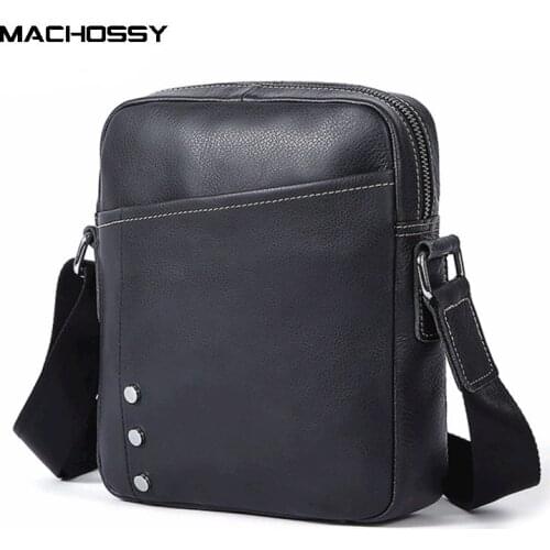MACHOSSY Men bag genuine leather crossbody messenger bags mens shoulder men bag flap zippers Casual bag