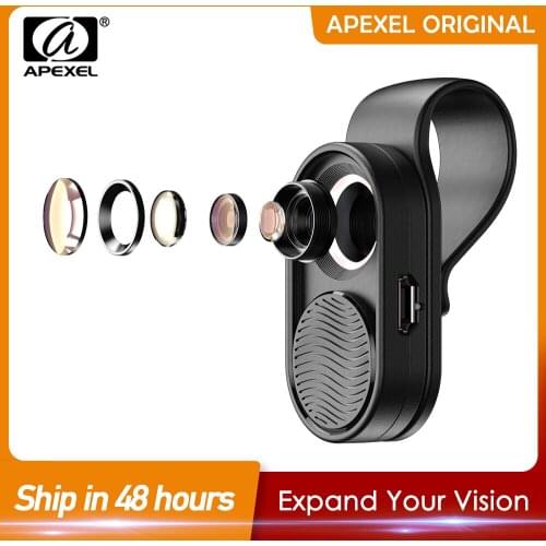 APEXEL 100X Microscope Lens Mobile Phone Macro Lens High Magnification LED Mini Pocket Portable Lens For iPhone Most Smartphones