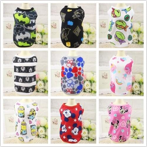 Cartoon vest multi-color Pet Puppy Colorful Summer Polo Shirt Small Dog Cat Pet Clothes Costume Apparel T-Shirt Pet Supplies