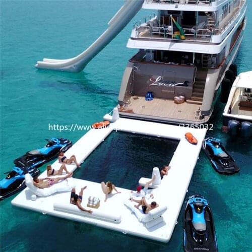 PVC ocean party inflatable floating sea swimming pools /Protective Anti Jellyfish Pool With Netting Enclosure For yacht