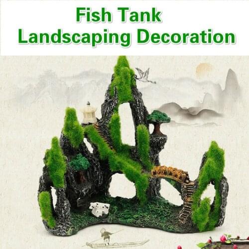 Factory Direct Selling Fish Tank Landscaping Decoration Simulation Flocking Rockery Resin Rockery Art Aquarium Ornaments